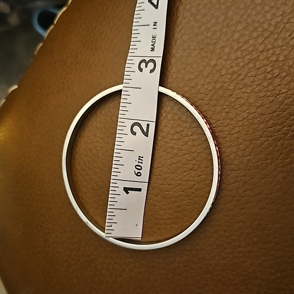 Dainty Thin Red Paved Crystal Holiday Bangle Bracelet - Picture 5 of 5